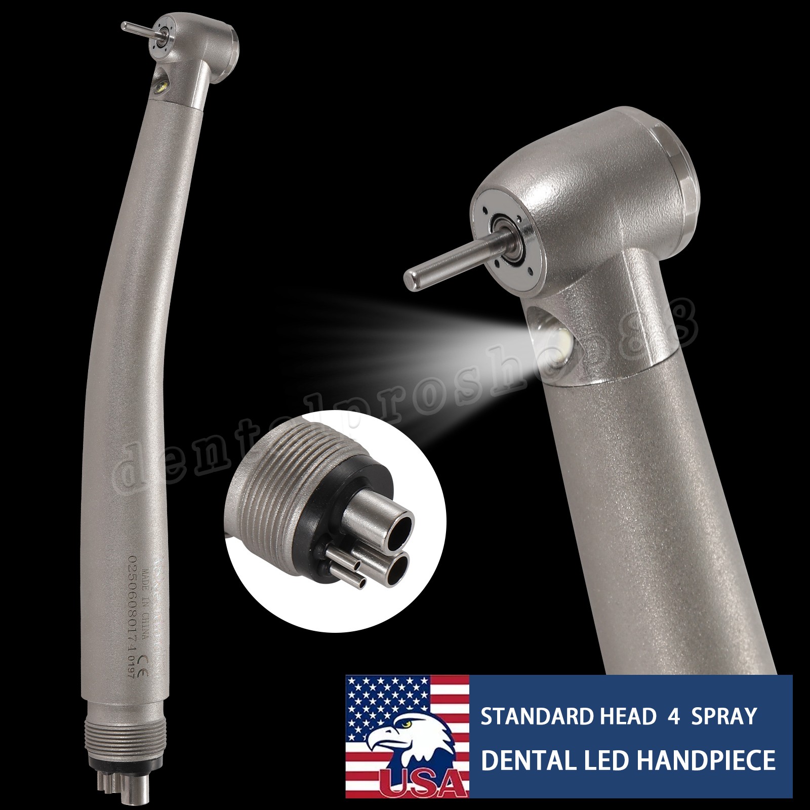 Standard Dental Fiber Optic LED E-generator high speed handpiece Turbine 4 Holes