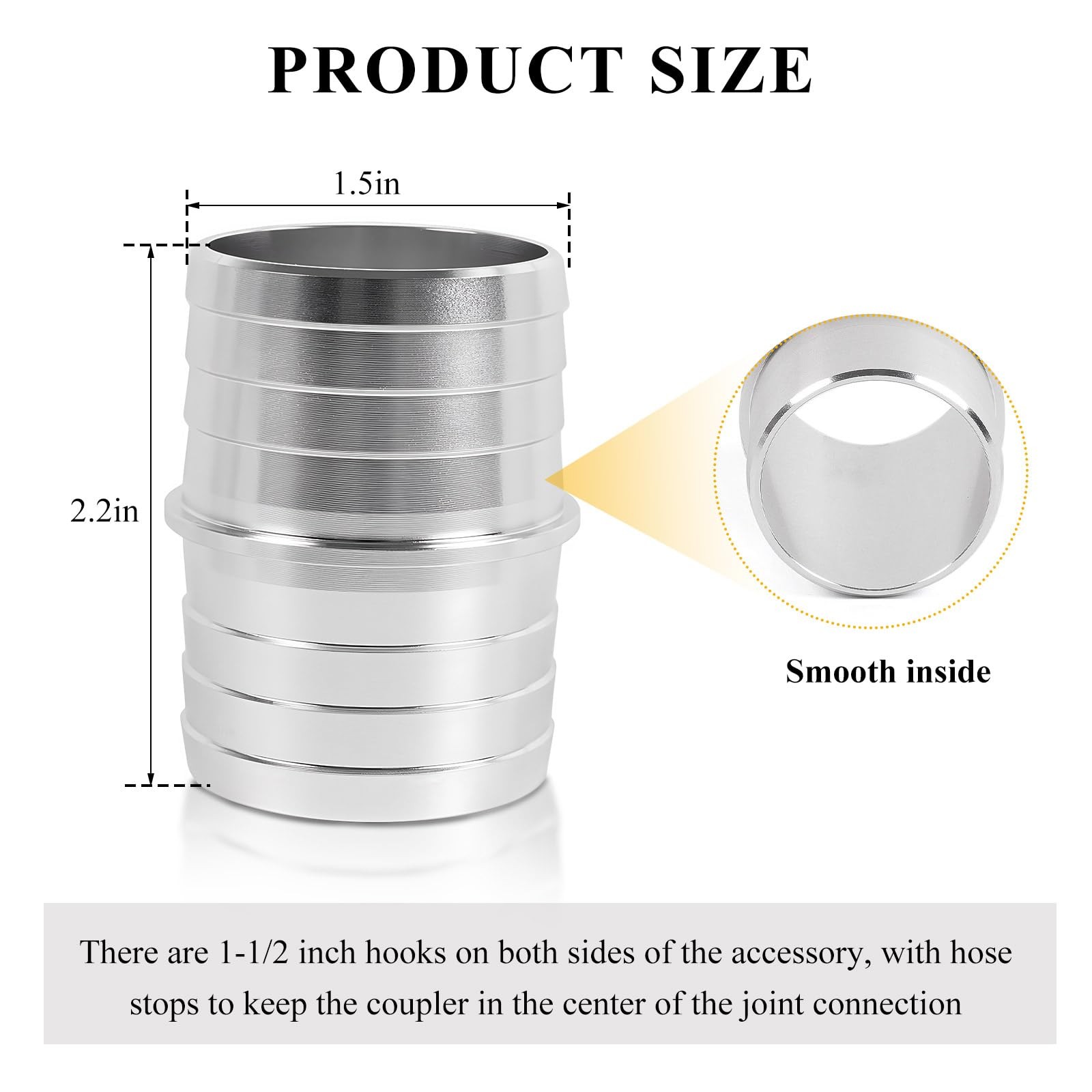 2 PCS Radiator Hose Barb Fittings, 1-1/2 Inches Aluminium Alloy Hose Barb Connec
