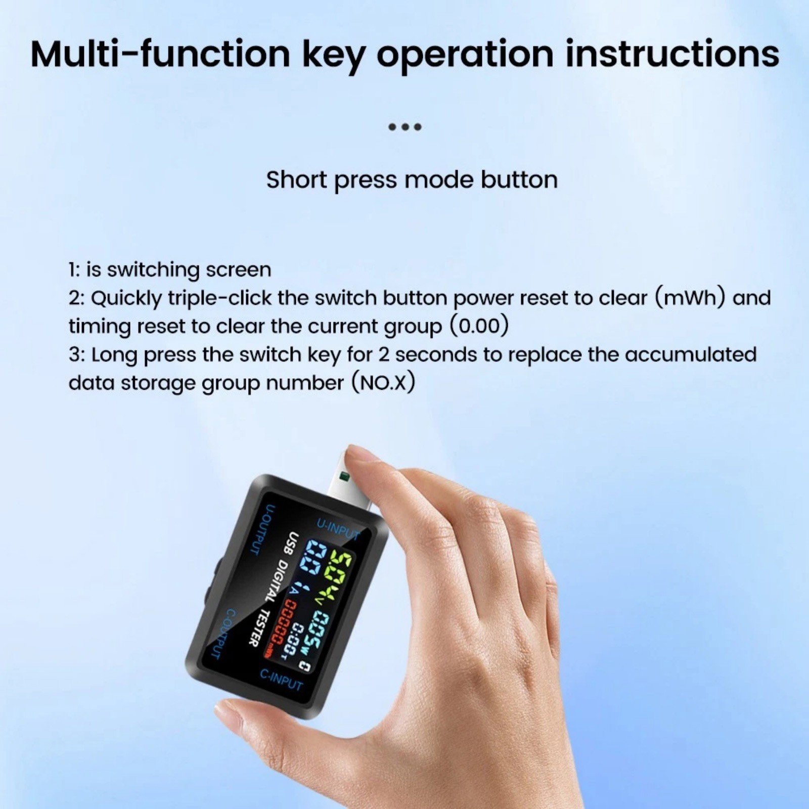Portable USB C Voltmeter Current Meter Tester for Power Bank Charger Cable Test