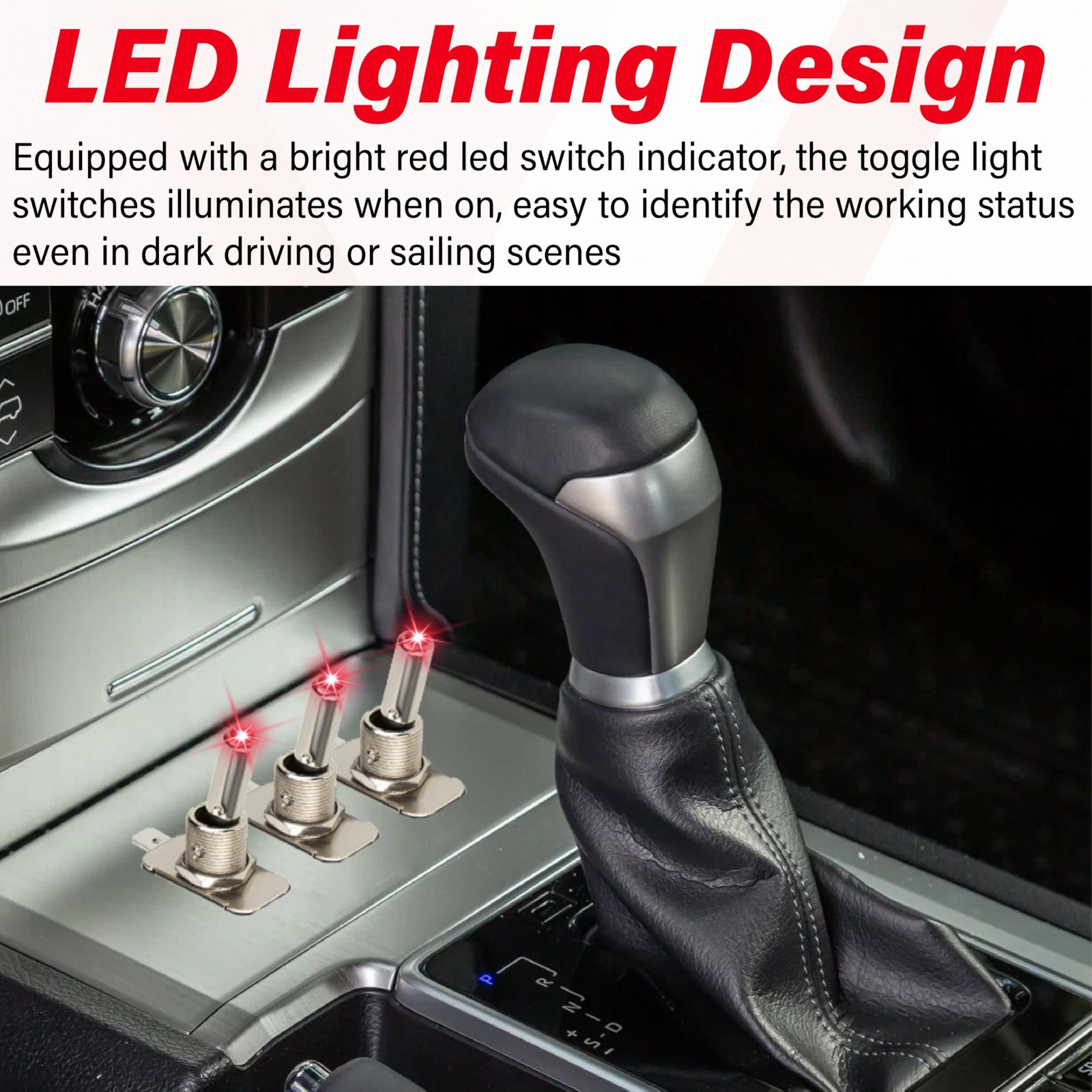 3 PCS LED Lighted Rocker Toggle Switch, 12V SPST 3 Pin 2 Position ON/Off Rock…