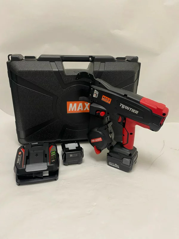 MAX RB-610T-B2C Twin Tier Rebar Tying Tool 14.4V 2 Batteries Charger Japan New
