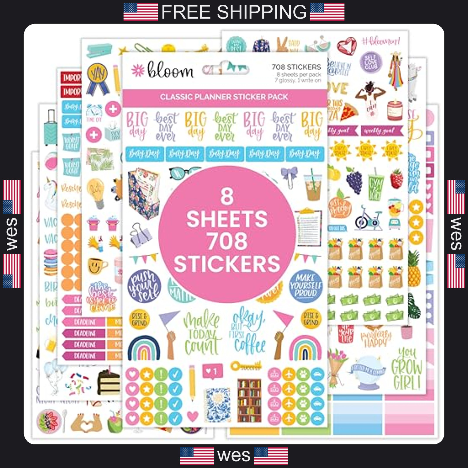 Bloom Daily Planners Newly Improved Classic Planner Sticker Sheets – Variety