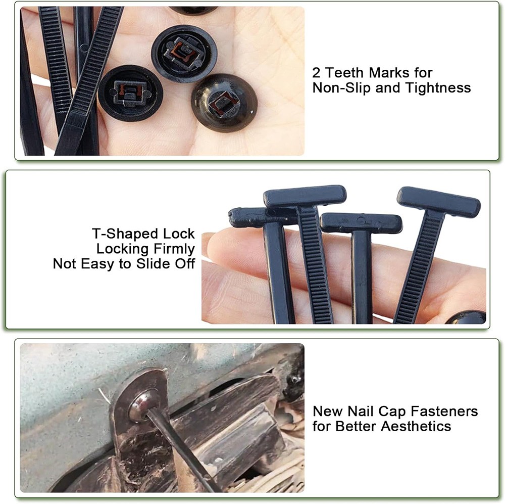 Black Universal Nylon Cable Tie Buckle Heavy Duty Self-Locking Universal Zip T