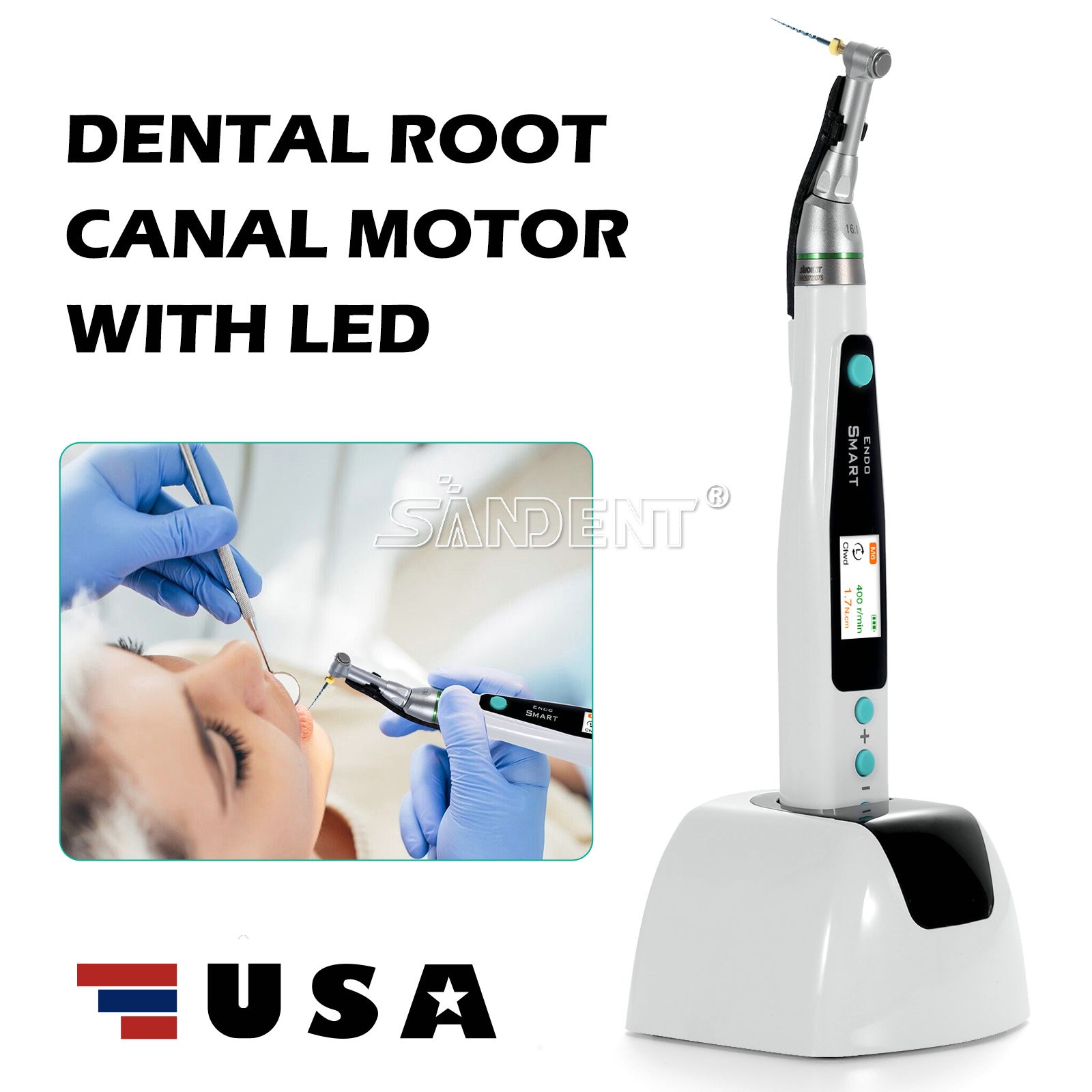 Dental 1:5 Fiber Optic LED Electric Contra Angle Increase Handpiece Ti-MAX X95L