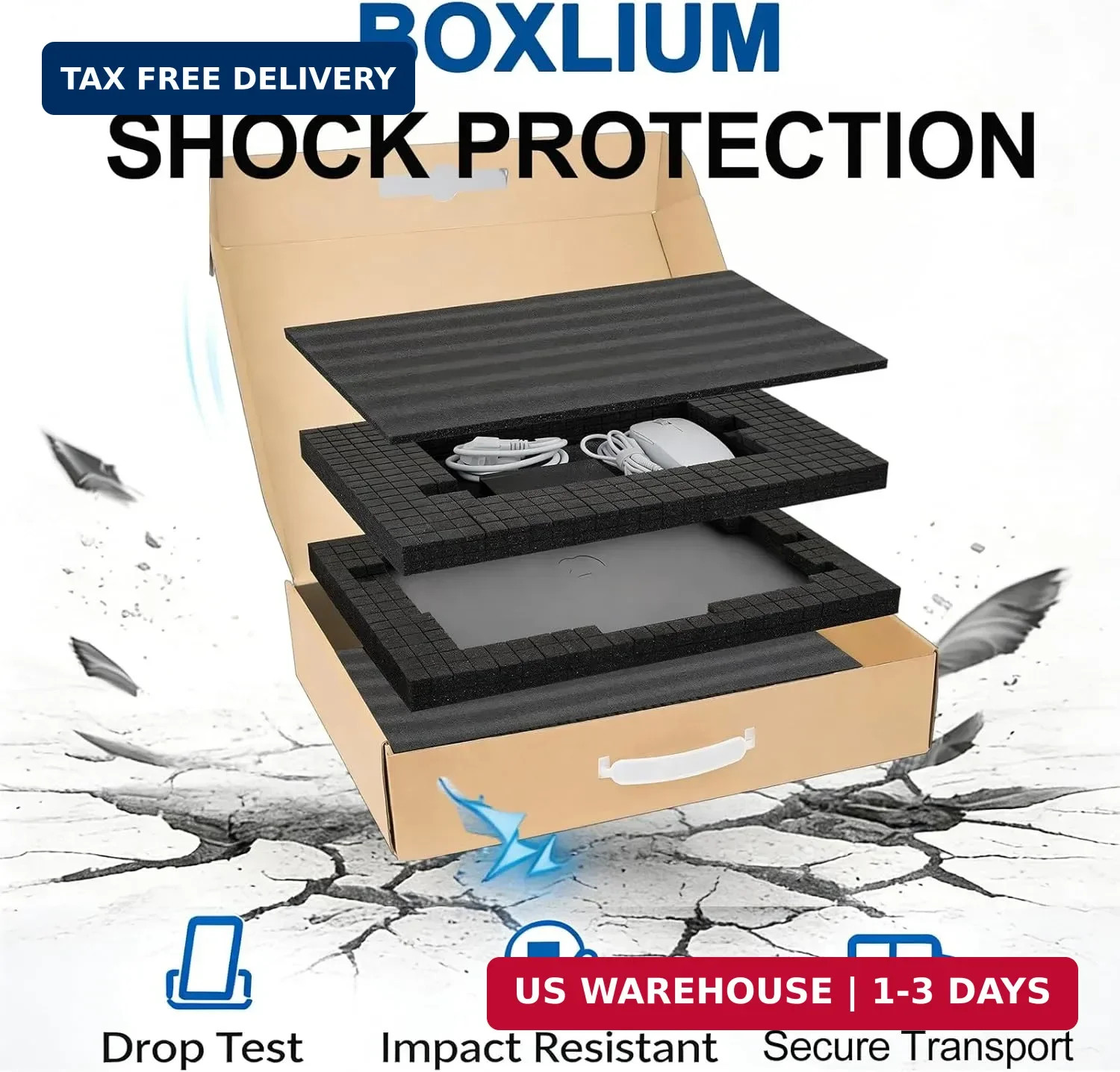 Laptop Shipping Box with Protection Foam for 11-17 Inch Notebook, Cardboard Lapt