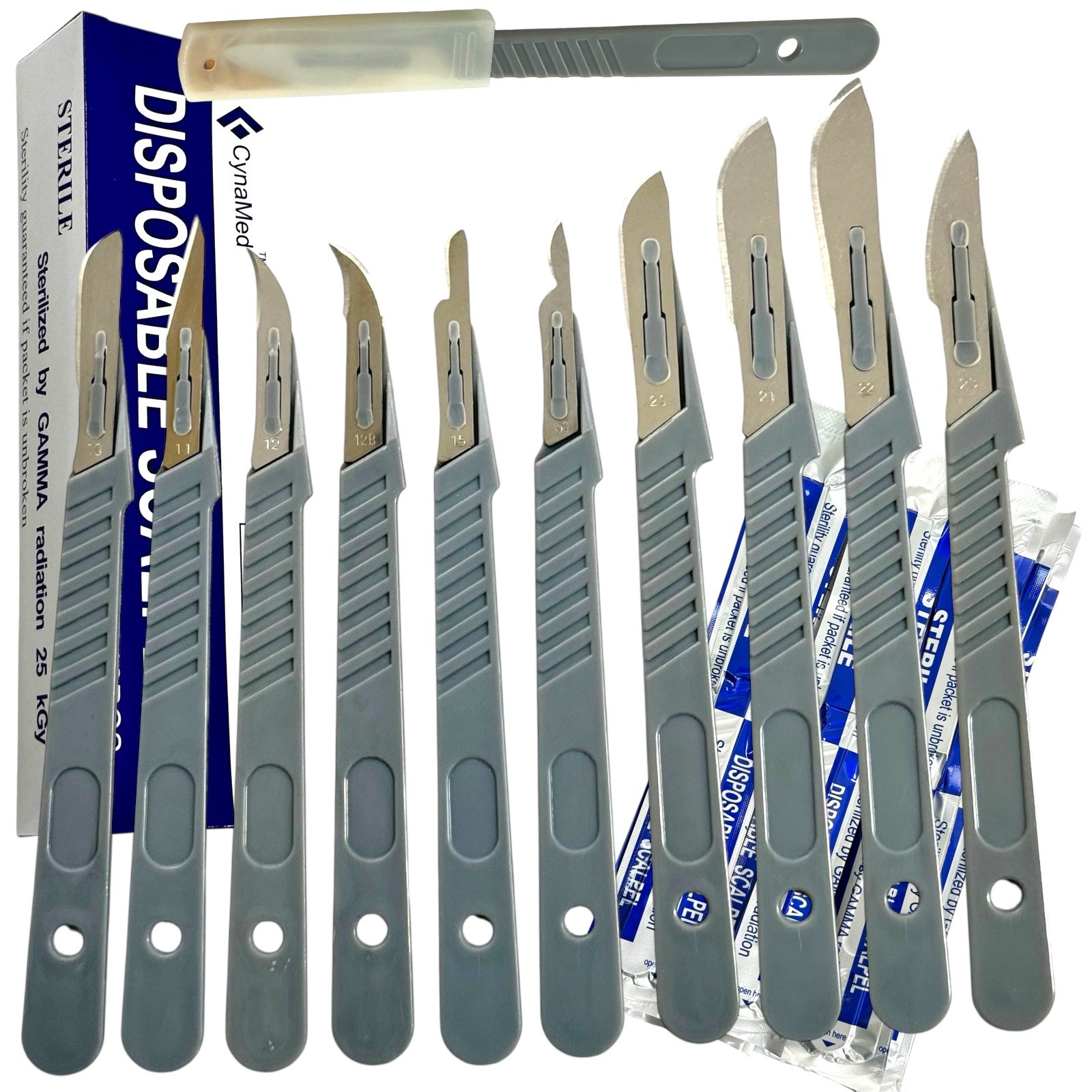 New Disposable Scalpel Blades With Plastic Handle ( Box of 10 ) Sterile Surgical
