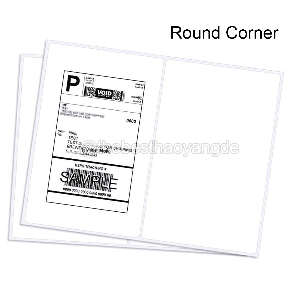 8.5″ x 5.5″ Round Corner Shipping Labels Half Sheets Self Adhesive 2 Per Sheet