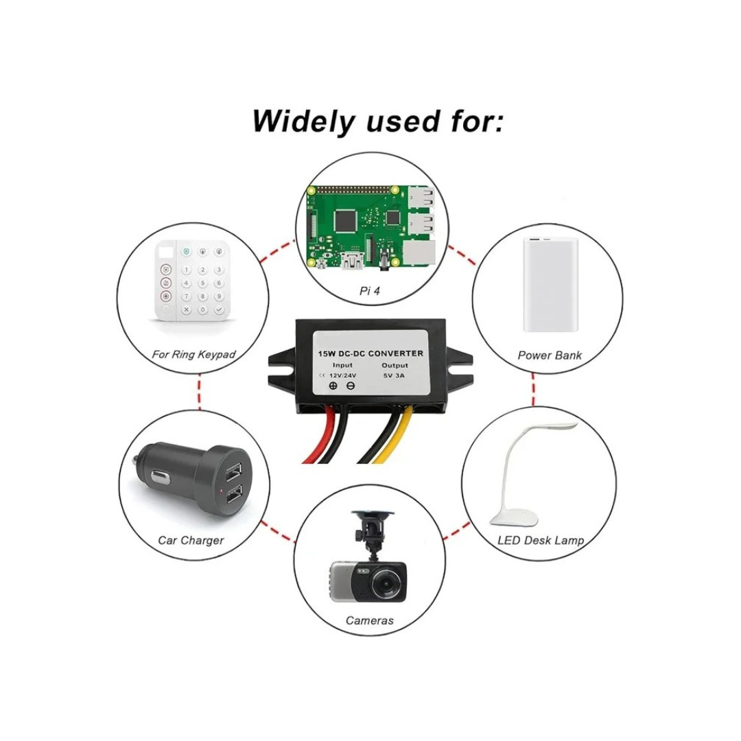 DC-DC 12V To 5V Converter Step Down Module USB Output Power Adapter