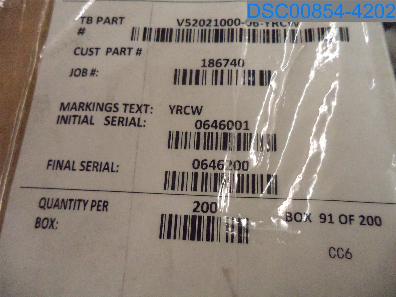 Qty=200 (1 Box of 200): High Security Bolt Seal, Yellow, YRCW, 0646016