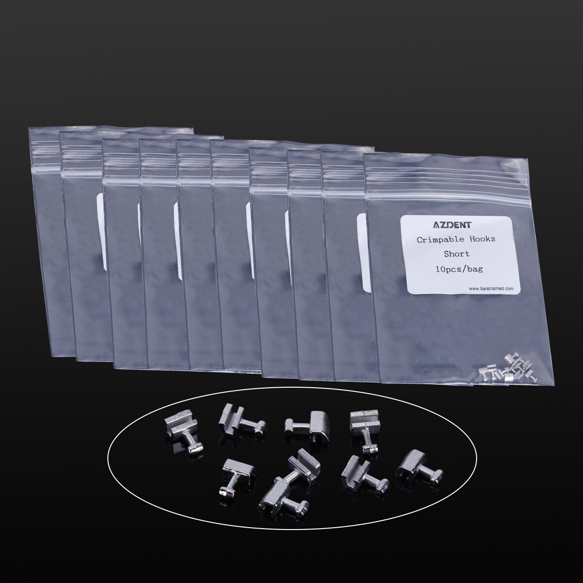 10PCS/Pack AZDENT Dental Orthodontic Short Type Crimpable Hook for Arch Wire