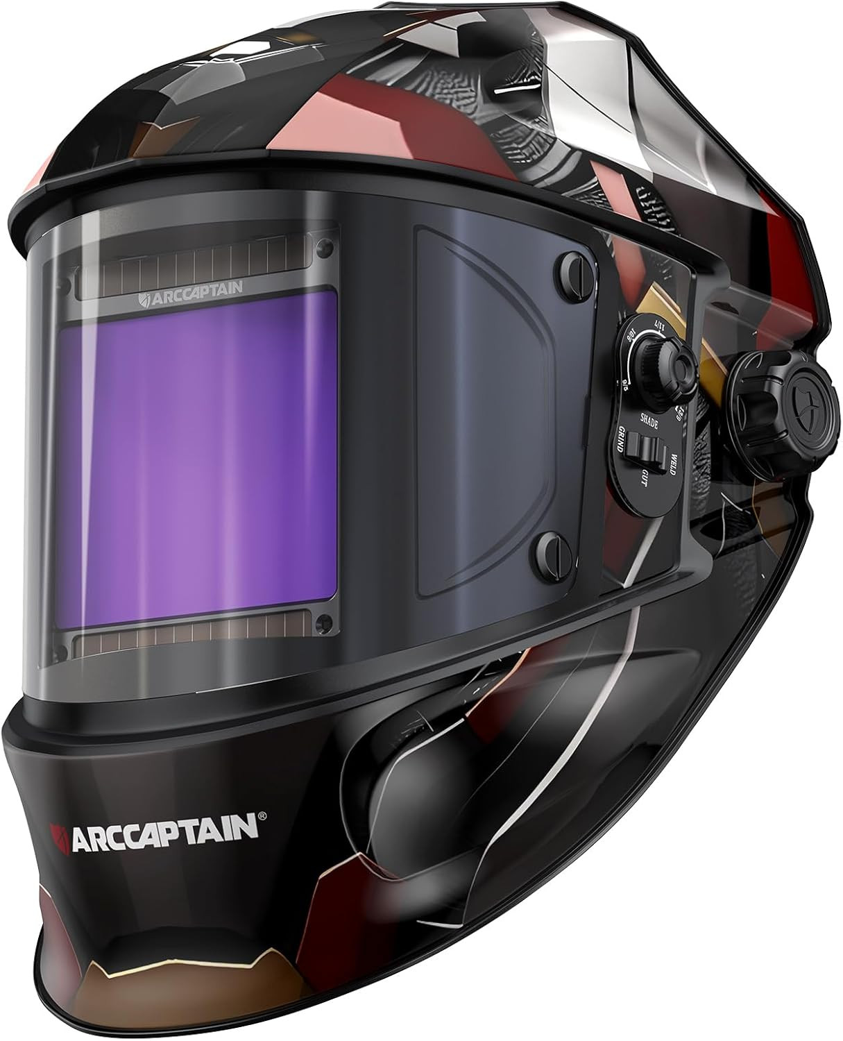ARCCAPTAIN Welding Helmet Auto Darkening Large Viewing TIG MIG ARC 3.93″X3.66″