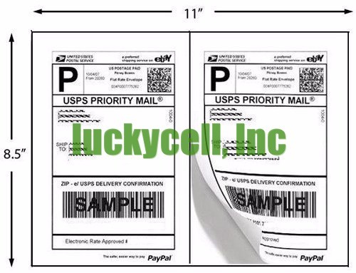 (200) 8.5 x 5.5 Wood Free Shipping Half-Sheet Self-Adhesive eBay PayPal Labels