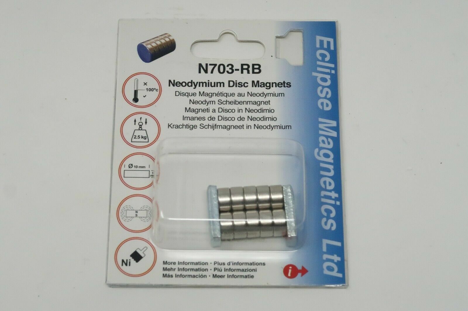 10 pcs 1 pack ECLIPSE Magnets N703-RB Neodymium Disc Magnet 10mm D x 5mm H