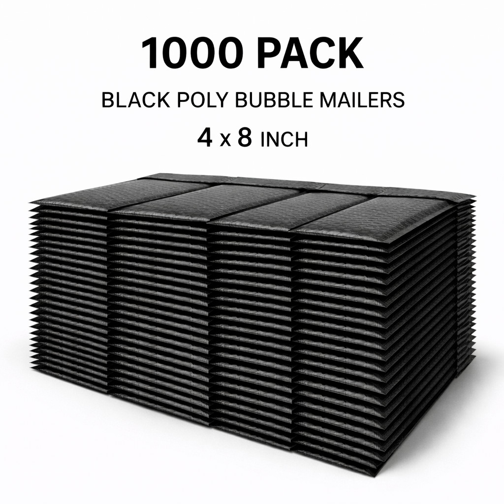 Wholesale 1000 Black Poly Bubble Mailers #000 4×8 Tear & Water Resistant