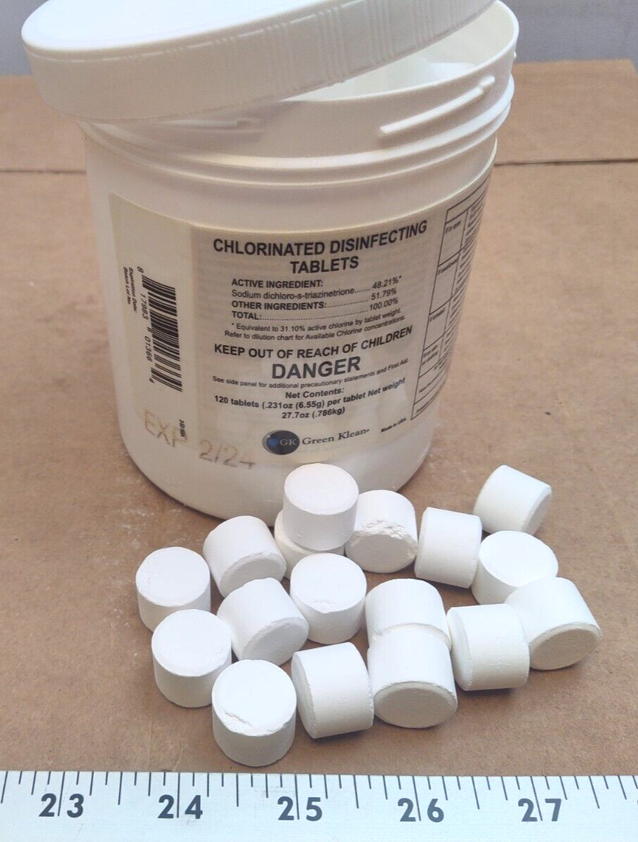 Green Klean Chlorinated Disinfecting Sanitizer Electrostatic Tablets (lot of 6)
