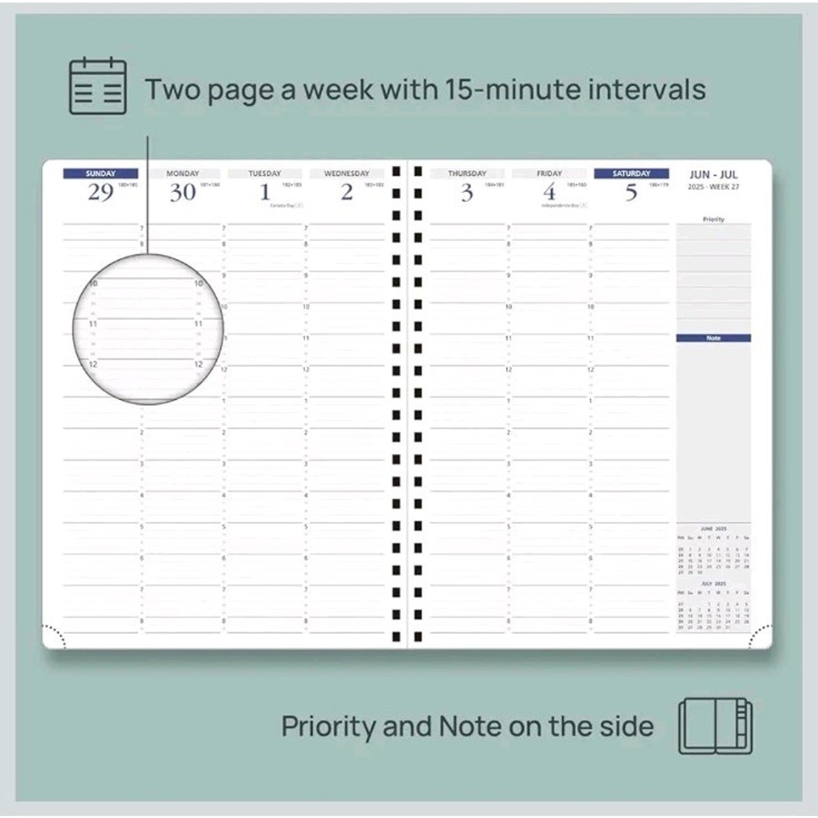 POPRUN 2025-2026 Academic Planner Spiral Bound, 8.5” x 11.25” Appointment Book