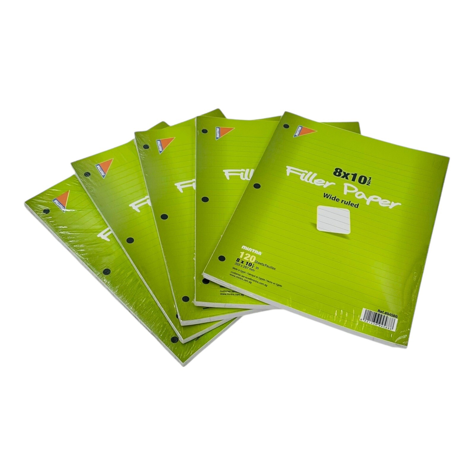 5 Packs Loose Leaf Filler Paper 3 Hole Punch 8 x 10.5 Wide Rule 120 Sheets/Pack