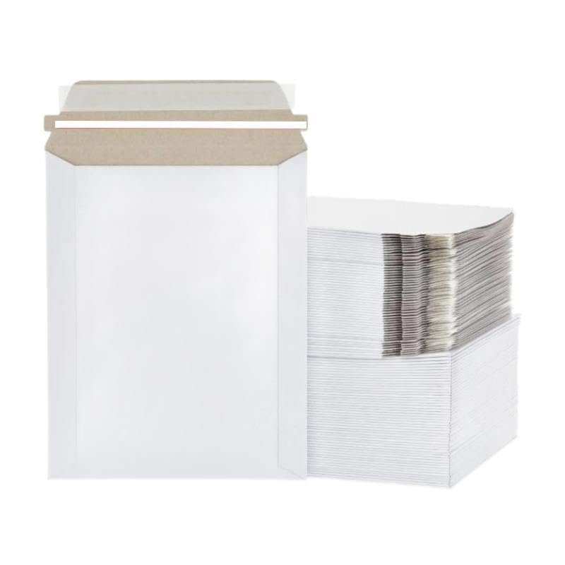 100 – 6×8 White Rigid Stay Flats Self-Seal Cardboard Envelope Mailers 6″x8″