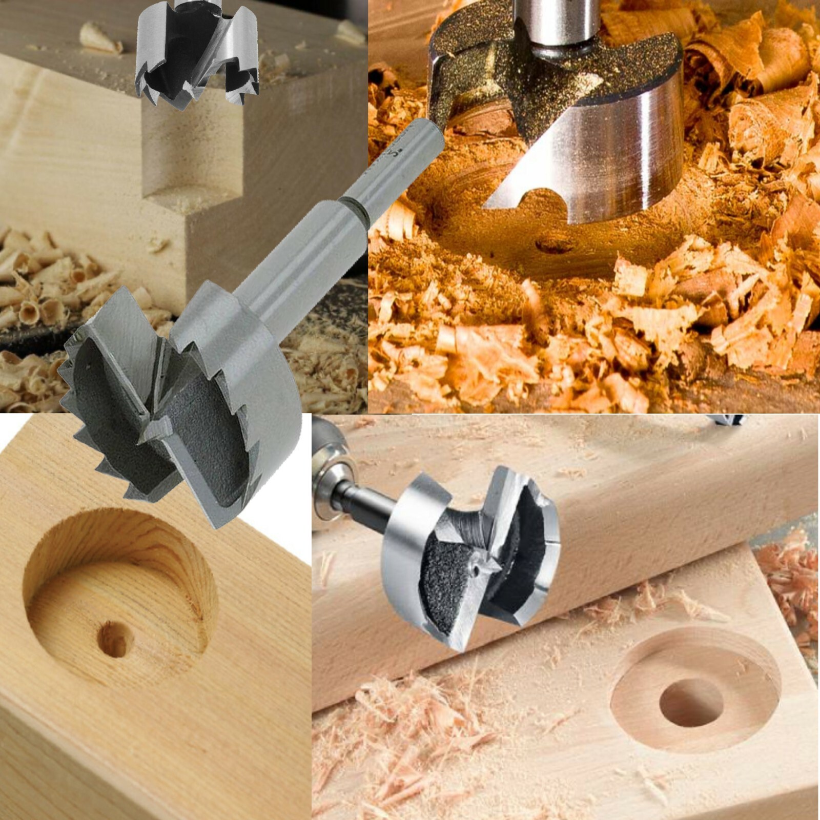 Forstner Drill Bit Woodworking Hole Cutter Saw Hinge Round Shank Wood Boring Bit