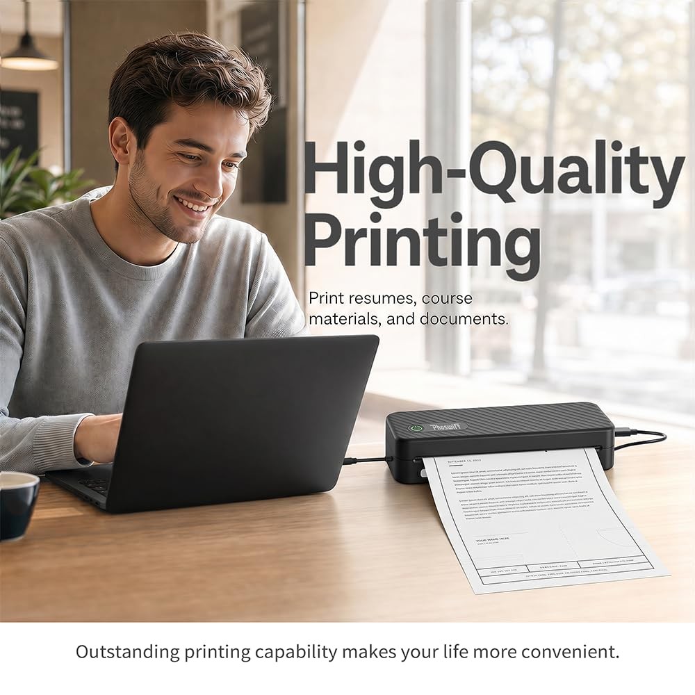 Phoswift Portable Thermal Printer For Laptop Inkless Bluetooth Printer Support