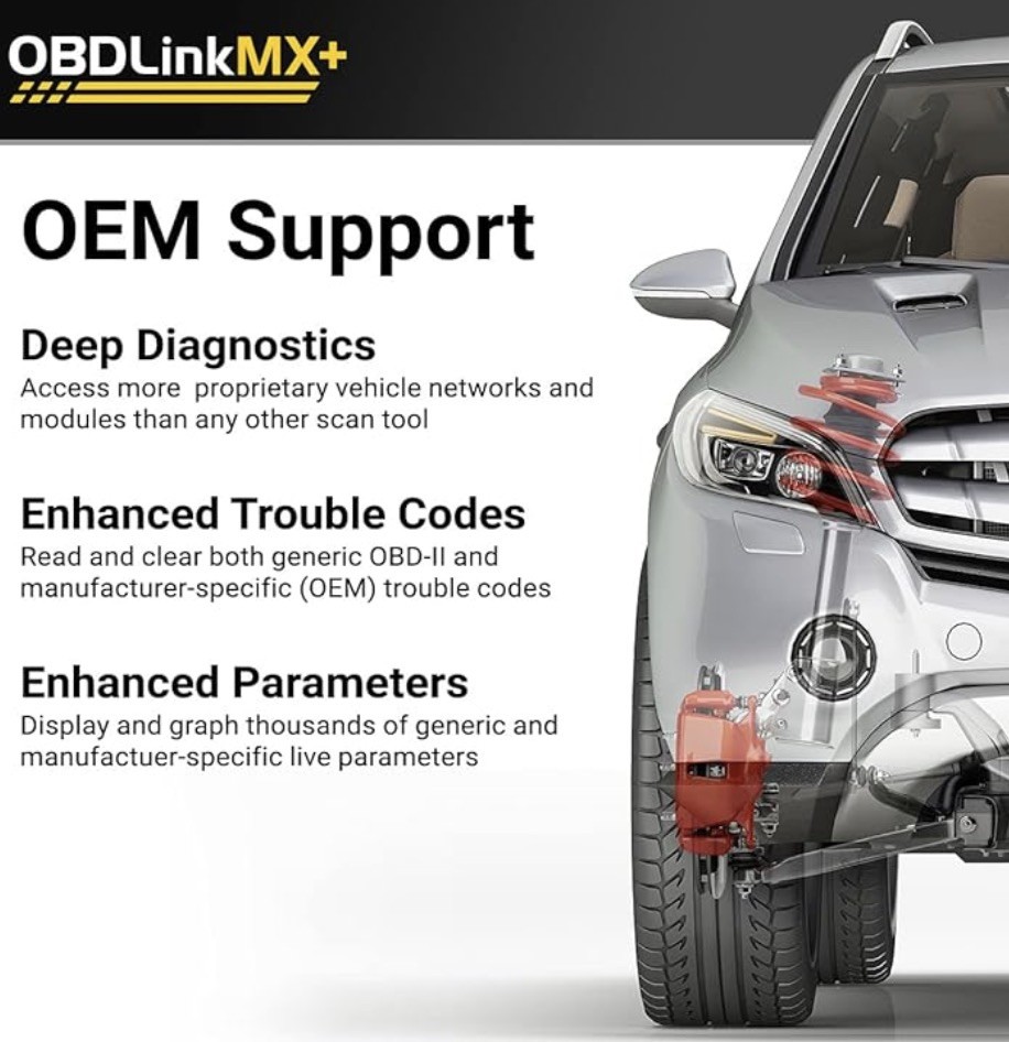 OBDLink MX+ OBD2 Bluetooth Scanner for iPhone, Android, and Windows