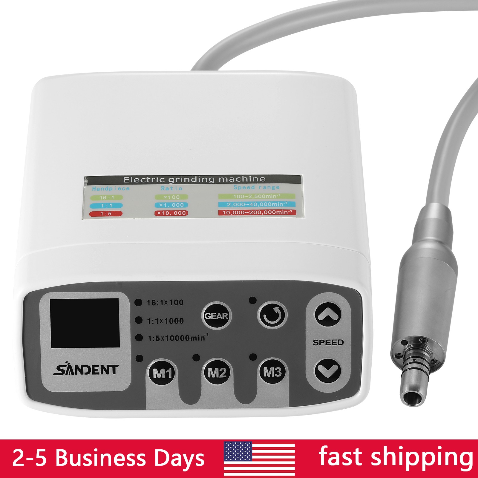 SANDENT motor electrico dental pieza de mano LED 1:5/1:1/1:4.2 contra angulo USA