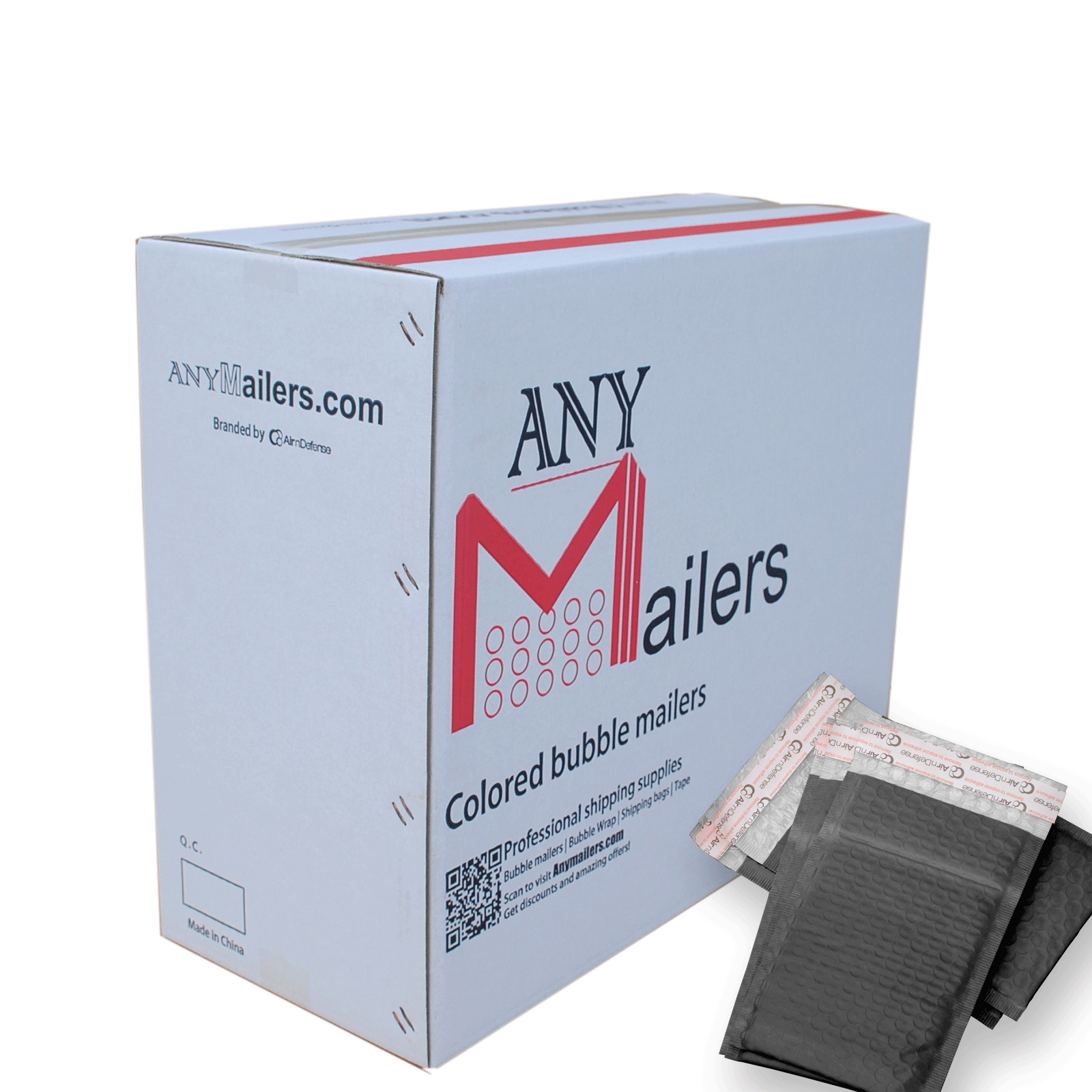 AirnDefense #000 4×8″ Black Poly Padded Envelopes Shipping Bubble Mailers