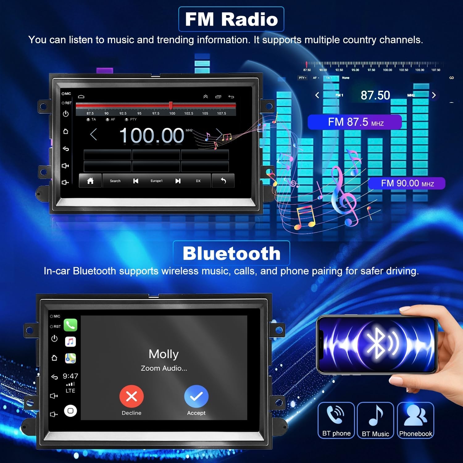 5GWifi Android Upgrade Car Radio for Ford Mustang 2005-2009, Explorer 2006-20…