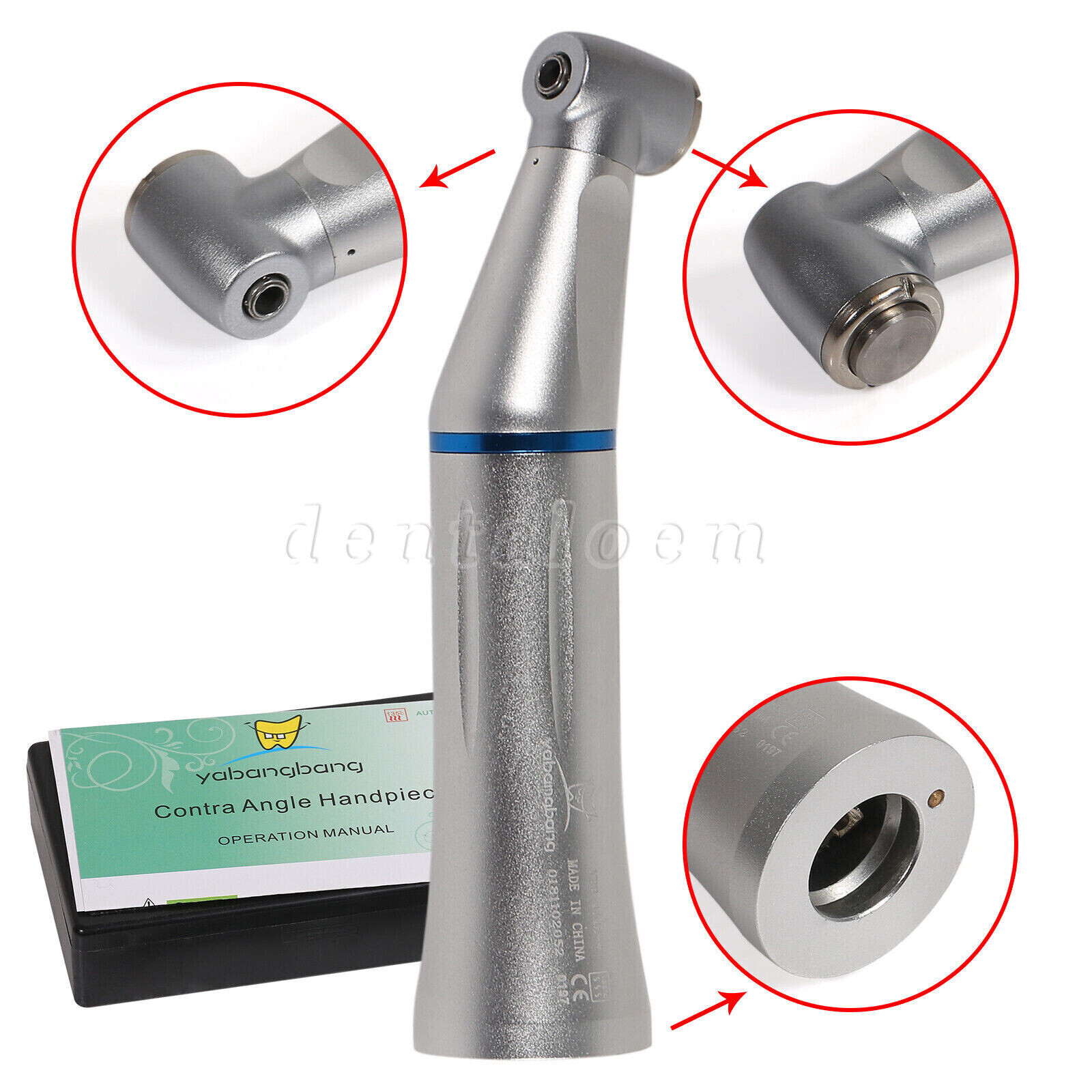 Dental Slow Low Speed Handpiece Push Contra Angle NSK Style Air Motor 4Holes USA