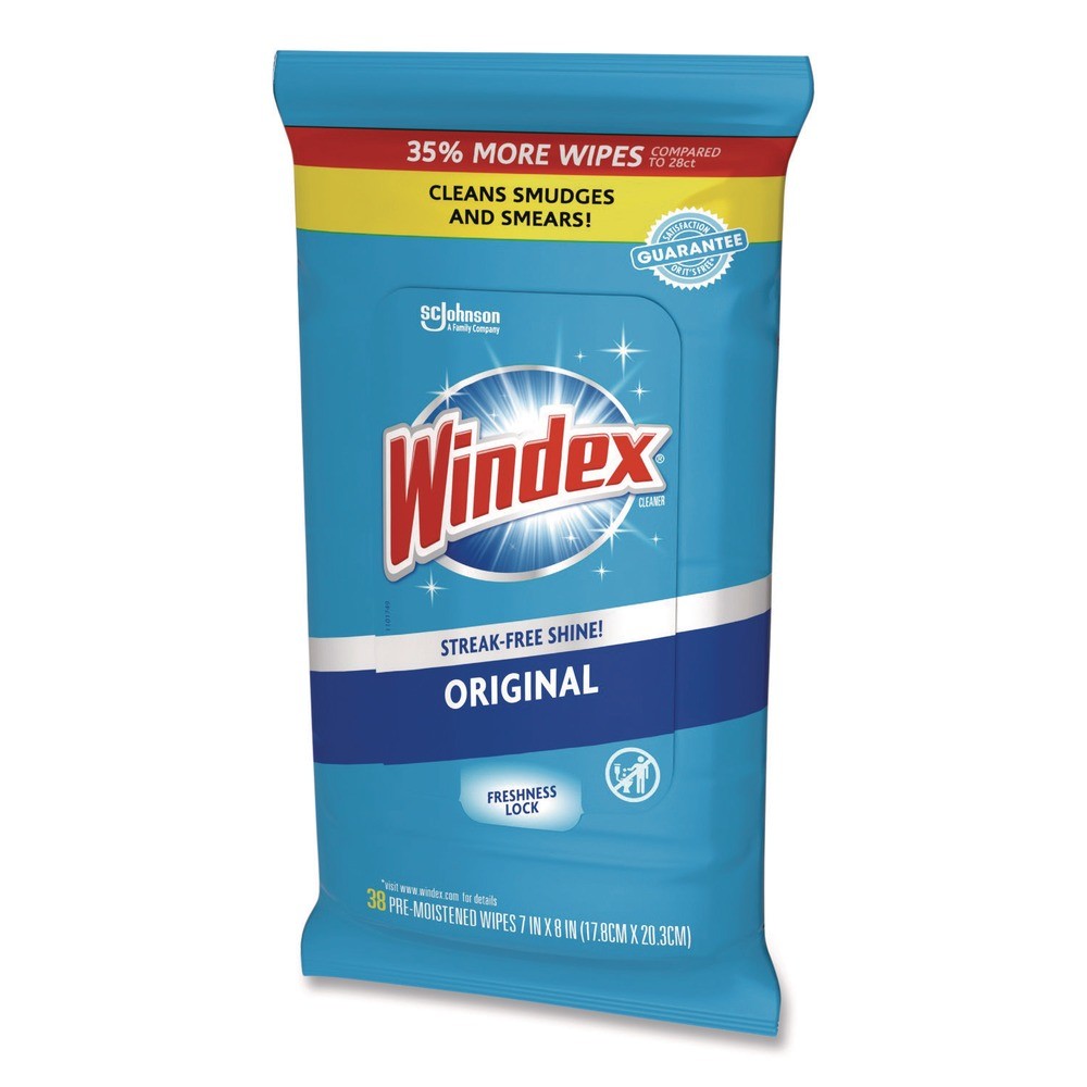 Windex 378032 7″ x 8″ Glass and Surface Wet Wipe – Unscented/White (12/CT) New