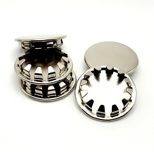 7/8” Metal Snap in Panel Plugs Bright Nickel Plated Steel Hole Cover .875 Silver
