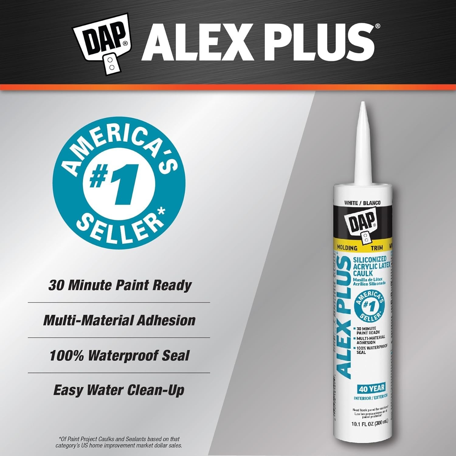 10.1oz White Acrylic Latex Caulk with Silicone for Indoor and Outdoor Use