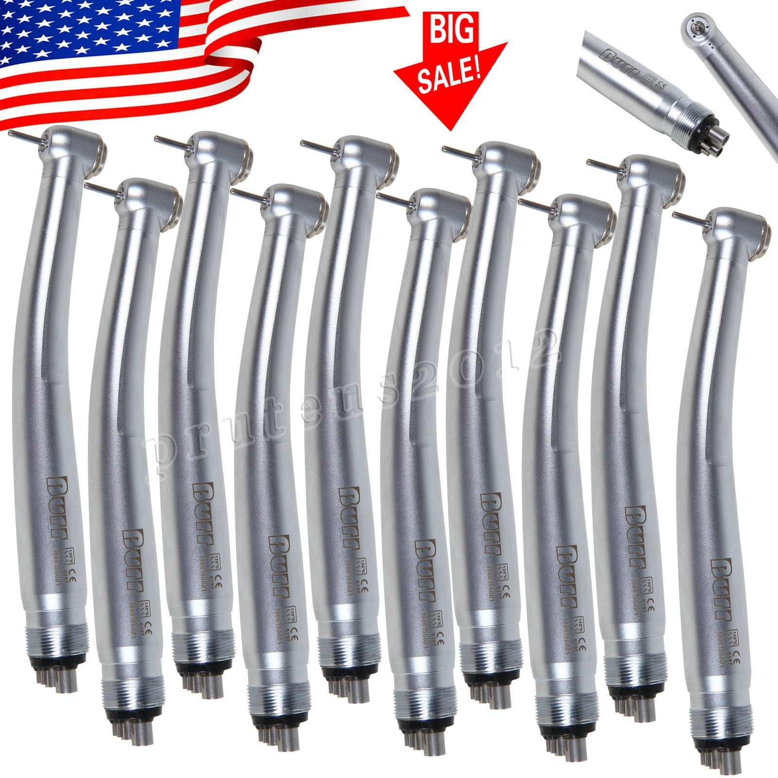 10pcs NSK PANA MAX Style Dental High Speed Handpiece Turbine Push Button 4 Hole