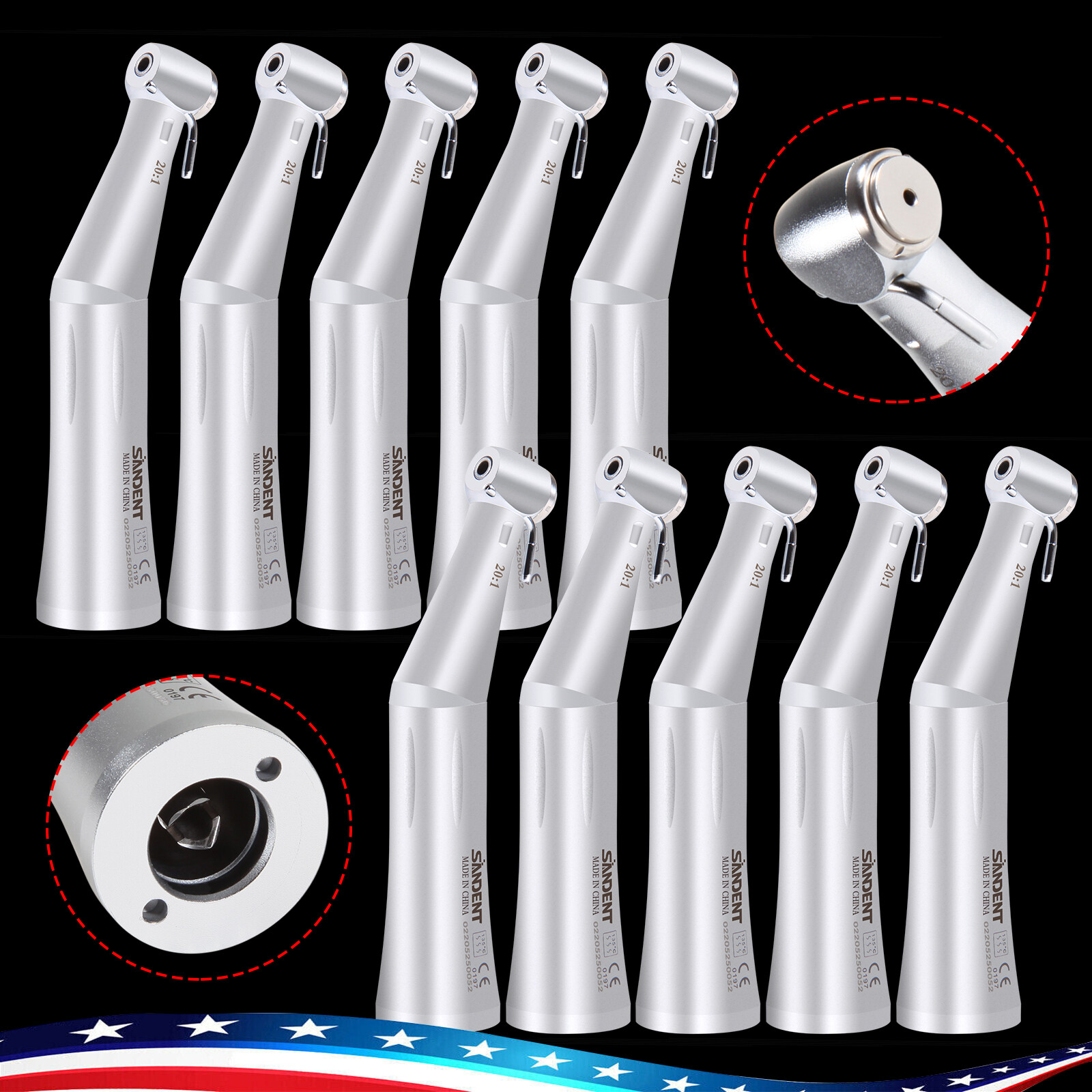 1-10* Dental Implant Reduction 20:1 Low Speed Contra Angle Surgical Handpiece DL