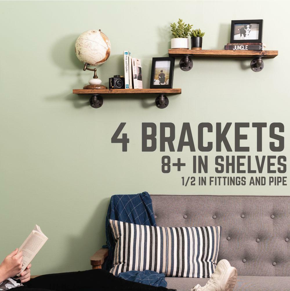 1/2 in. x 4 in. Double Flange Shelf Bracket, 4 Pack