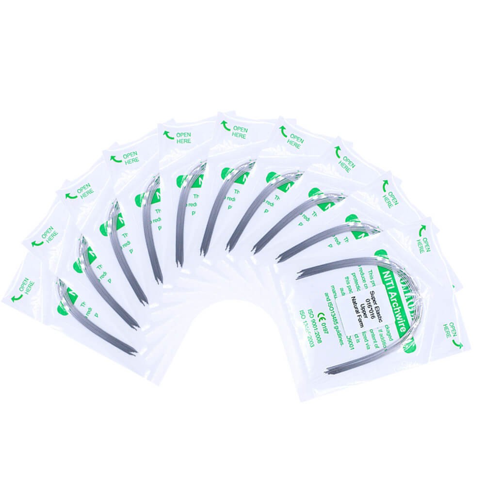 50×Dental Ortho Super Elastic Niti Rectangular Arch Wire Natural 16×16 Upper