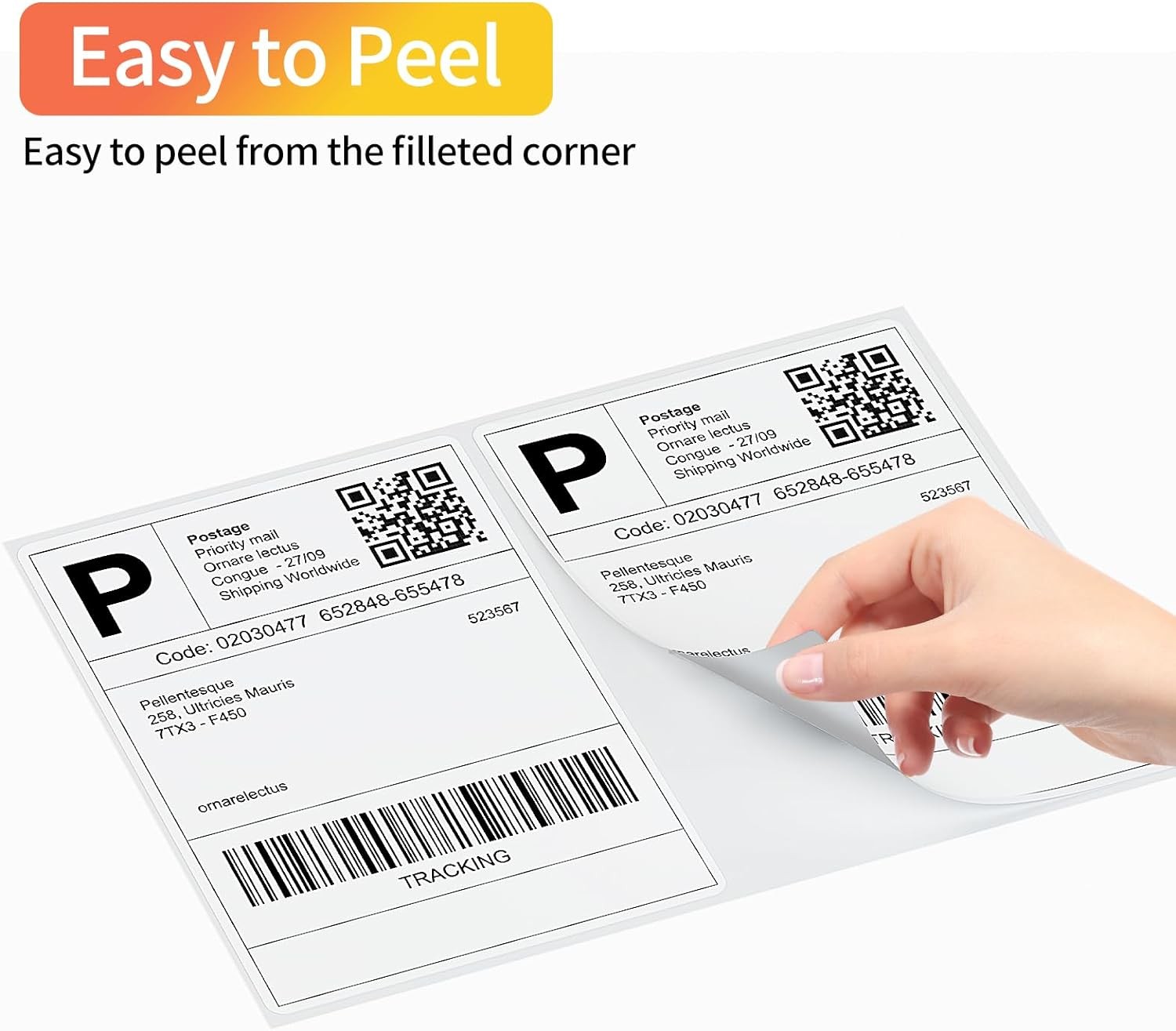 Rounded Corner Shipping Labels 8.5″ x 5.5″ Half Sheet Self Adhesive 2 Per Page