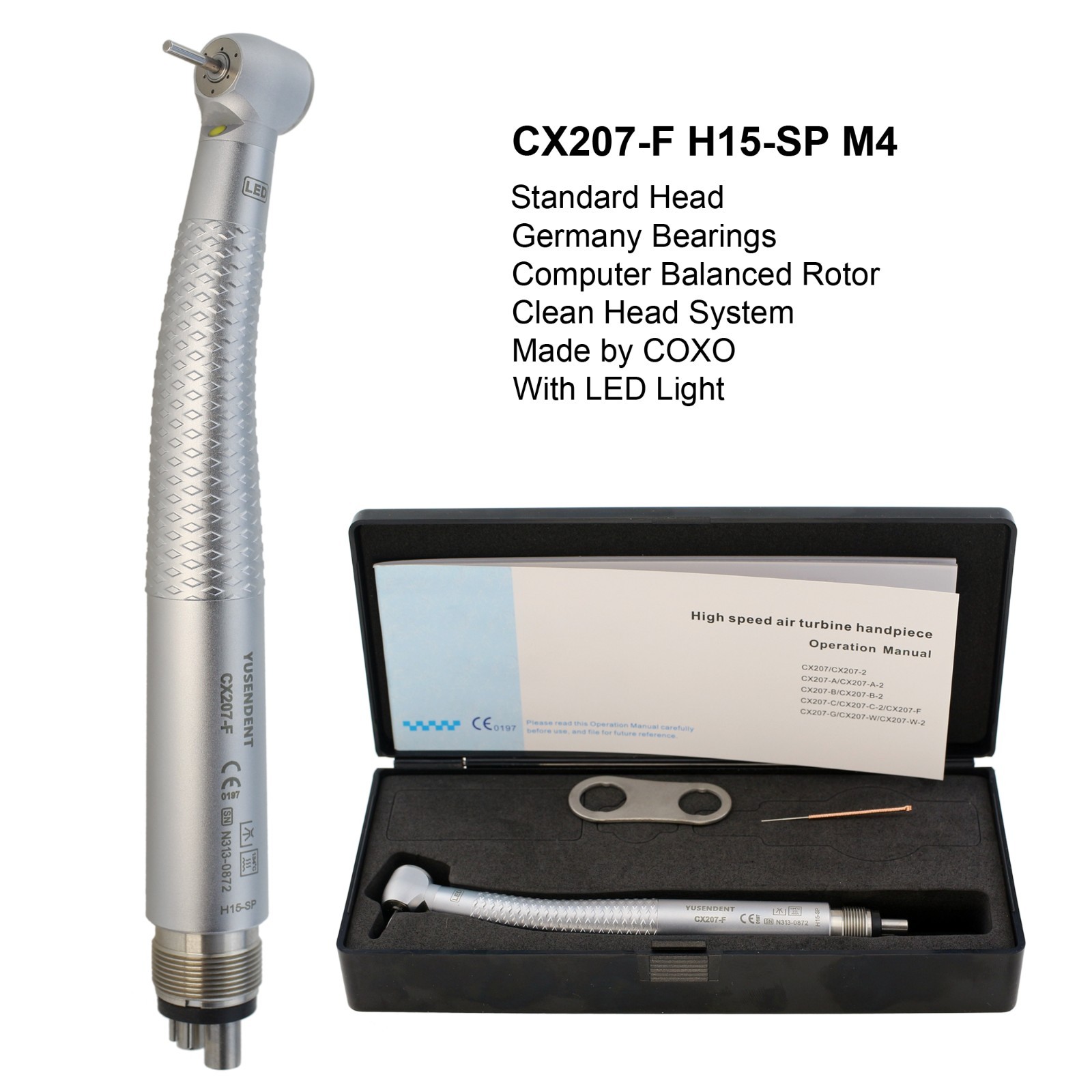 COXO Dental Handpiece 4 Hole LED E Generator CX207-F High Speed Turbine NSK QD