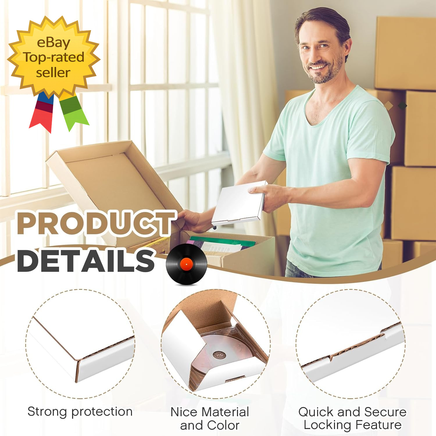 100 Pcs 5 5/8″L X 5″W X 7/16″H Cd Mailer Box Cd Shipping Boxes Corrugated Mailin