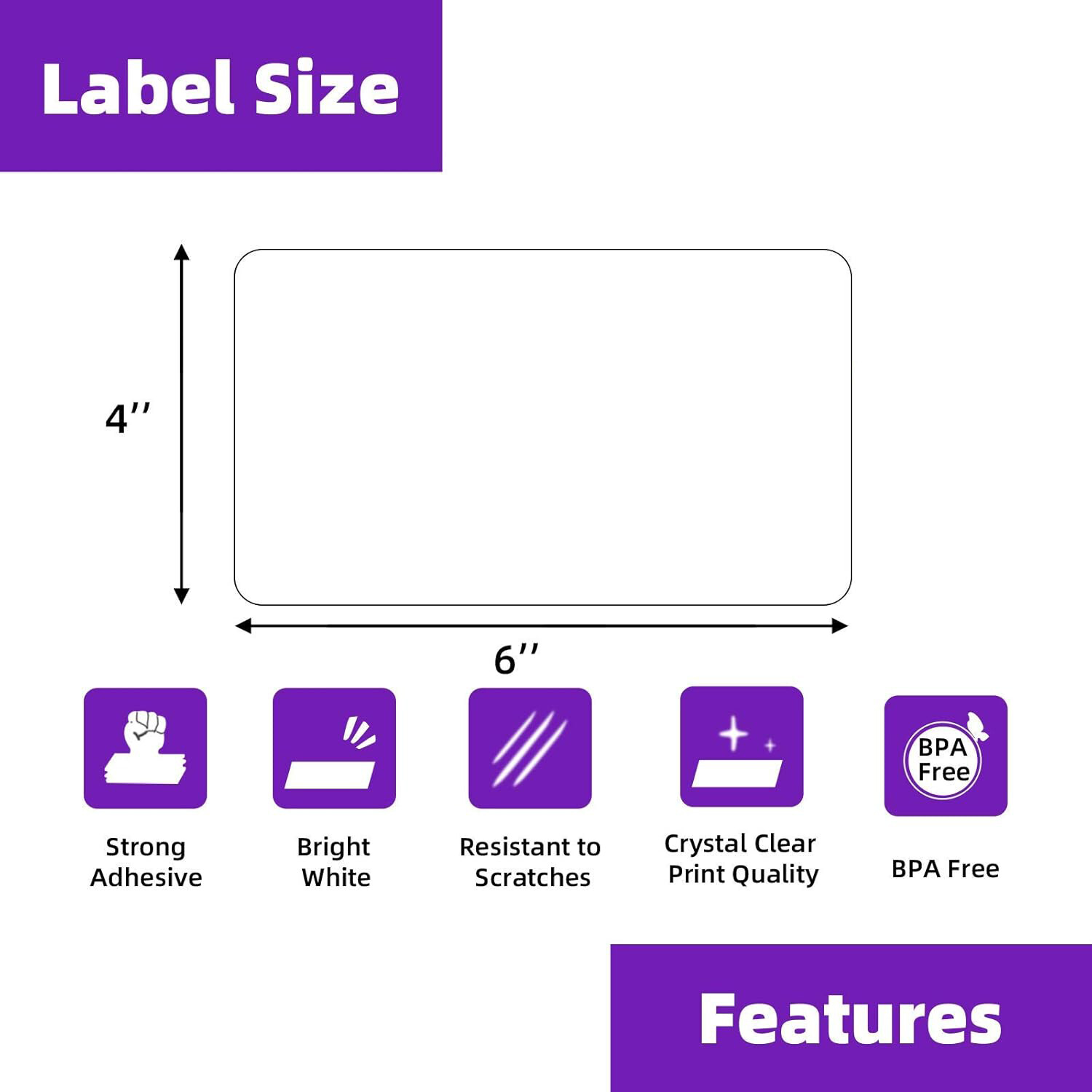 500 4″ x 6″ Fanfold Direct Thermal Shipping Labels Perforated for Zebra & Rollo