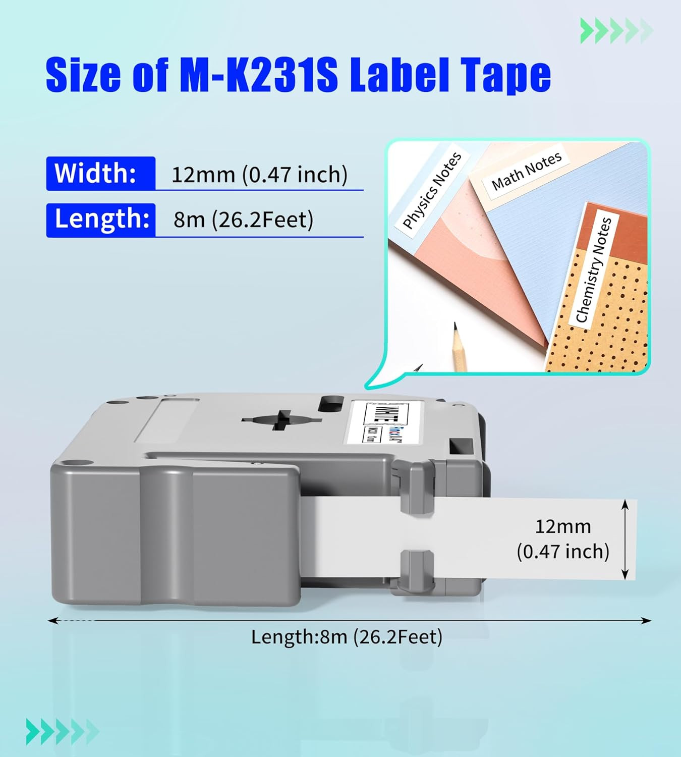 4pk Label Maker Tape 12mm 0.47 – fits Brother M-K231s P-Touch BLACK on WHITE