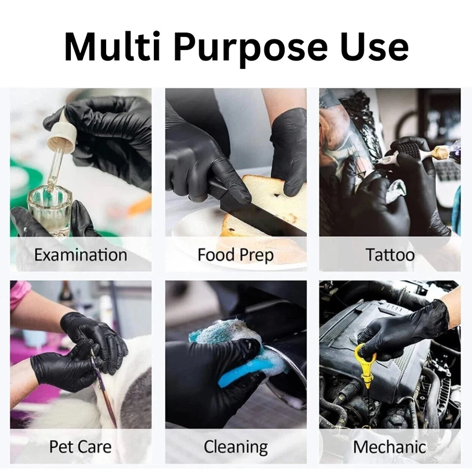 Heavy Duty 6 Mil Black Nitrile Gloves Powder-Free Latex-Free Disposable 1000 Pcs