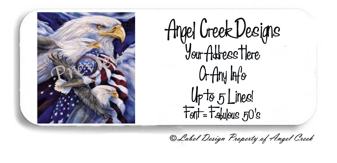 USA America Flag Stars and Stripes American Bald Eagle Return Address Labels