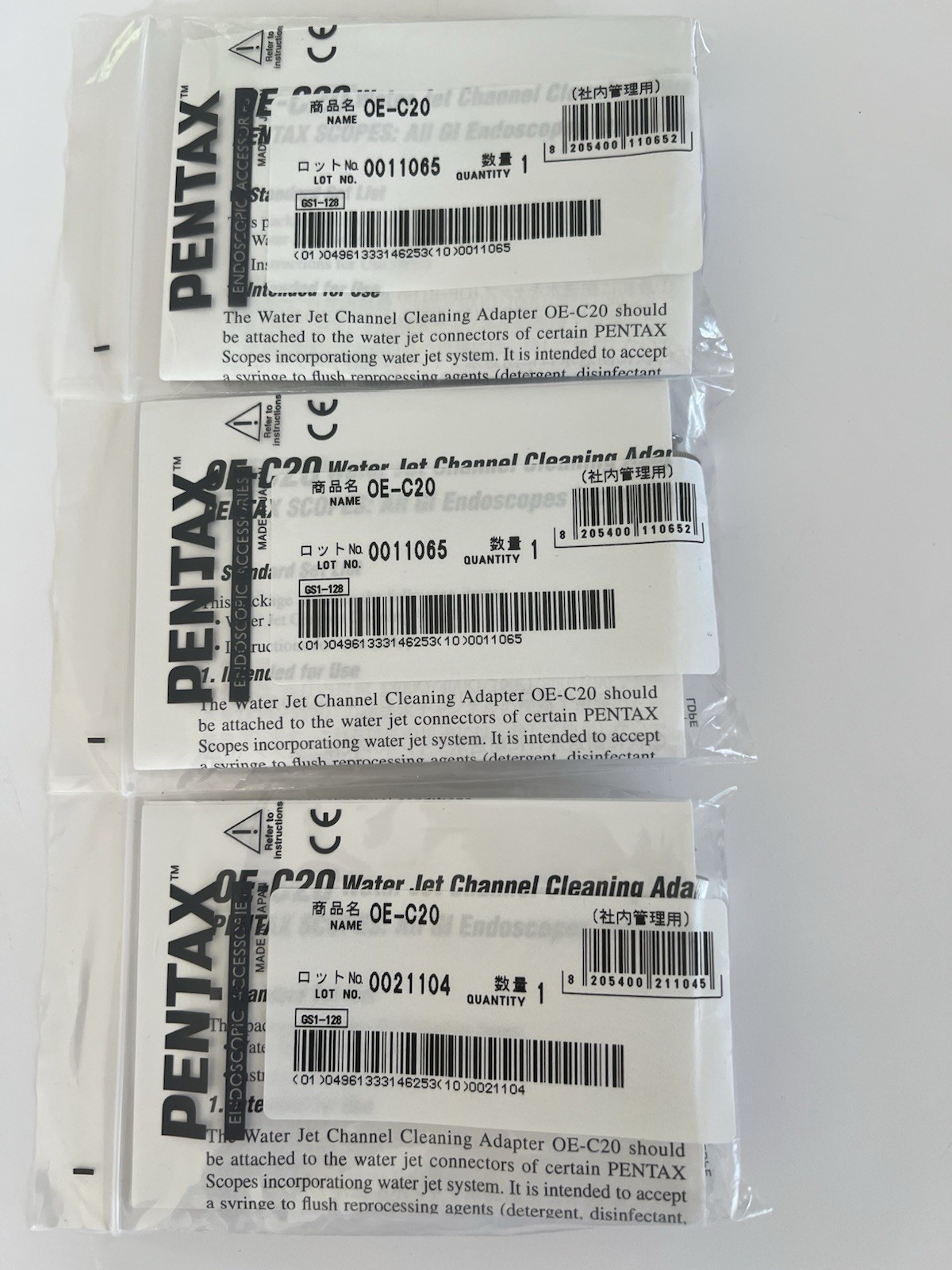 Three New Pentax OE-C20 Water Jet Cleaning Channel Adapter