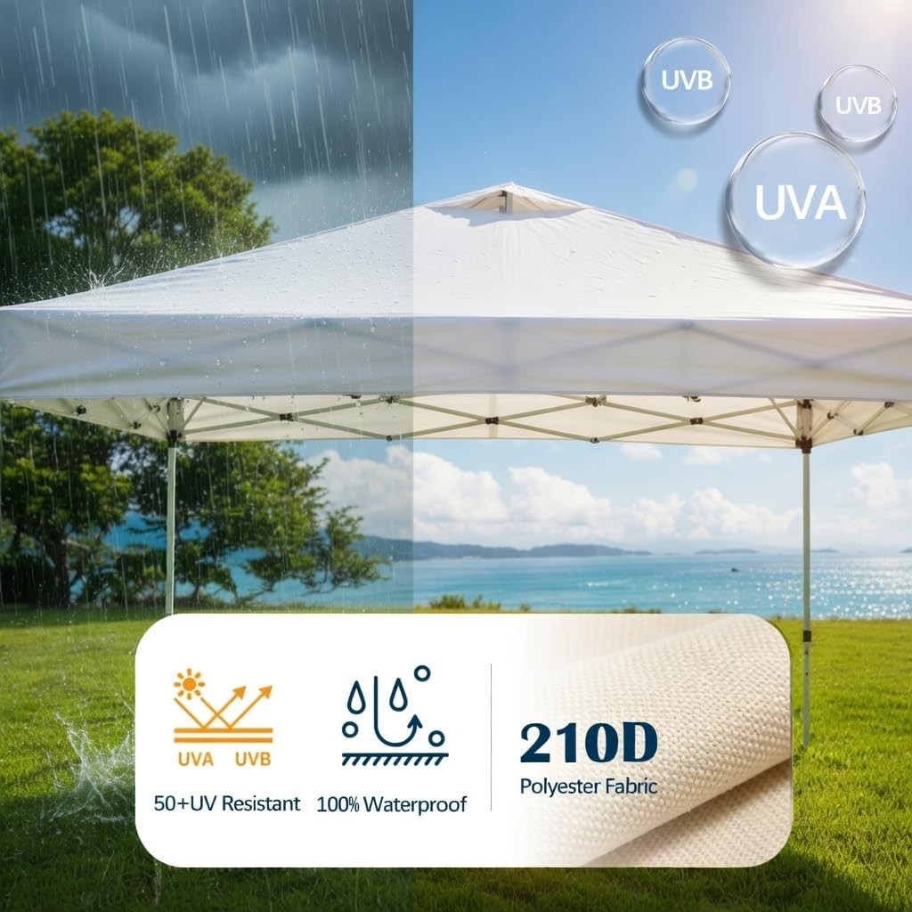 Kripowa 10X10 Pop Up Canopy Tent Waterproof Uv Blocking Heavy Duty Steel Frame