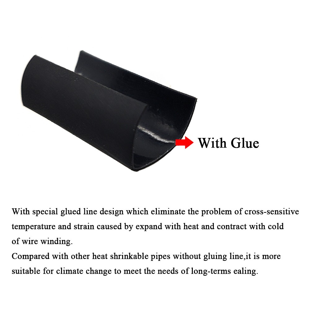 2:1 Heat Shrink Tubing Black Dual Wall Waterproof Glue Wires Wrap (LARGE SIZES)