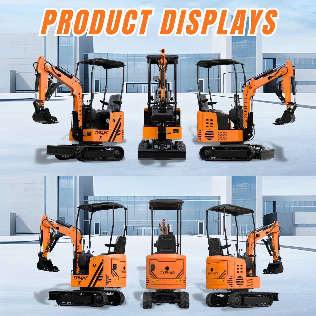 Free Ship TYPHON TYRANT X 1Ton Mini Excavator USA 13.5HP include 12 Attachments