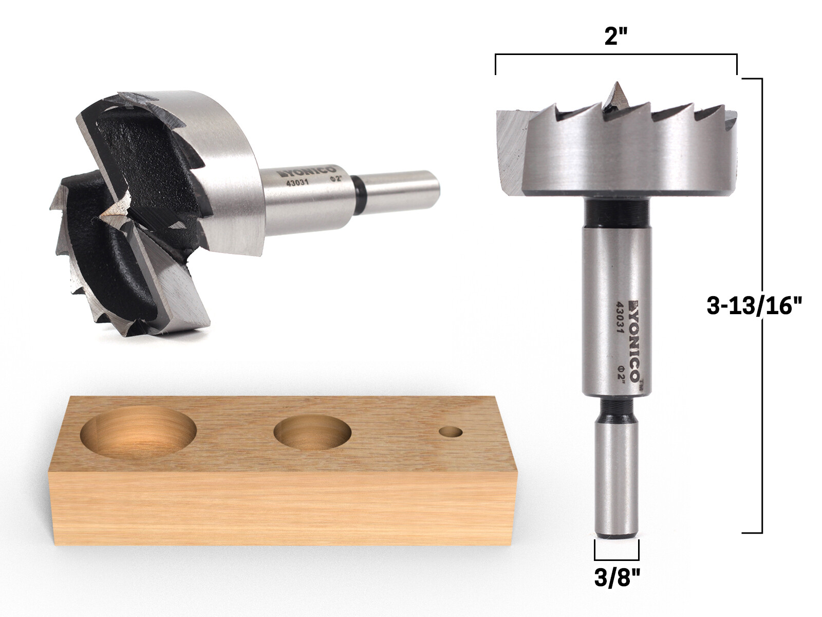 2″ Diameter Steel Forstner Drill Bit – 3/8″ Shank – Yonico 43031S