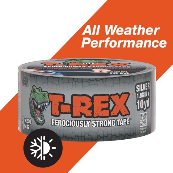 2 pack T-Rex Ferociously Strong Gunmetal Gray Duct Tape, 1.88 in. x 10 yd.