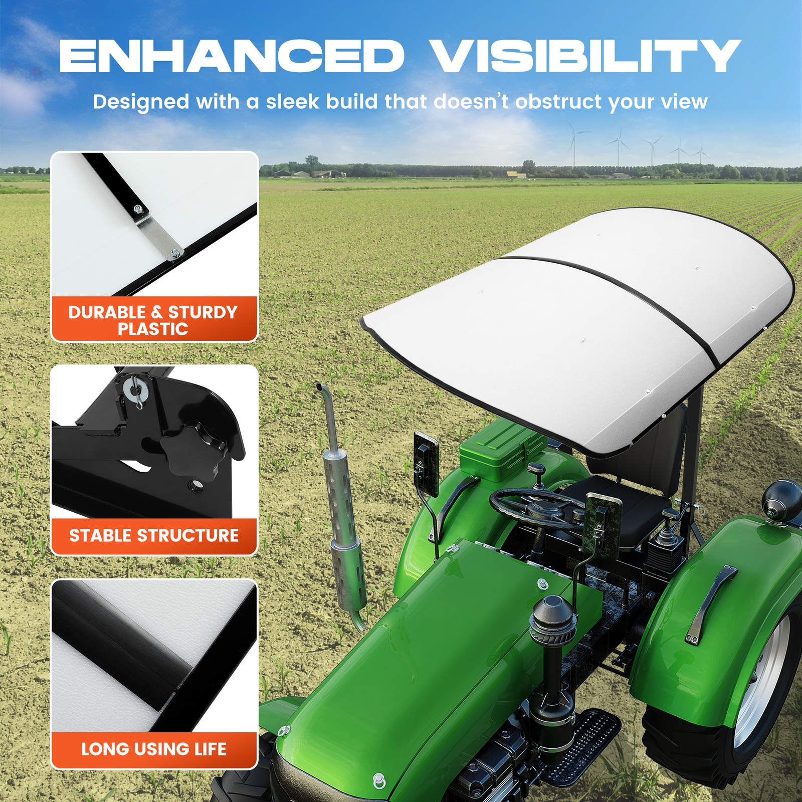 Tuff Top Tractor & Mower Canopy 48″ X 52″ For 2″ x 2″ or 2″ x 3″ ROPS -White